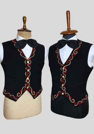Men Black Mariachi 3Pc Skull Embroidered Mexican Groom Suit