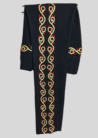 Men Black Mariachi 3Pc Skull Embroidered Mexican Groom Suit