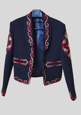 Men Black Mariachi 3Pc Skull Embroidered Mexican Groom Suit