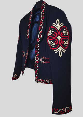 Men Black Mariachi 3Pc Skull Embroidered Mexican Groom Suit