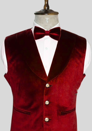 Men;s Maroon Velvet 4 Piece Embroidered Rococo Suit For Carnival Party Outfit