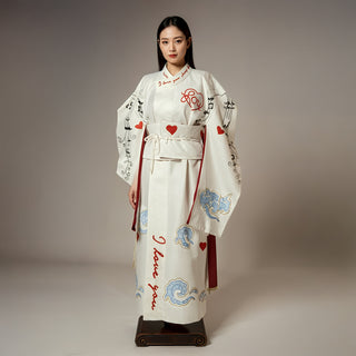 White Kimono Parrot print