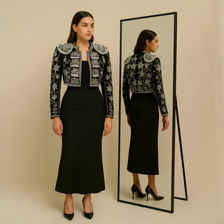 Midnight Matador – Embroidered Cropped Jacket