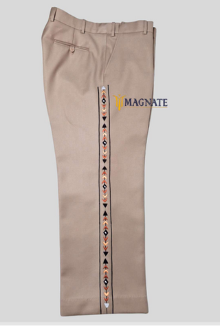 Men’s Beige Embroidered Country Western 2-Piece Suit Cowboy Style Wedding & Party Outfit
